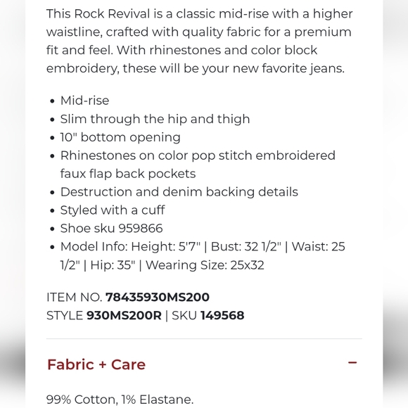 ❤️NeW!❤️ ROCK REVIVAL MELANIE MID-RISE EMBROIDERED SKINNY STRETCH JEANS SIZE 28 - Picture 6 of 9